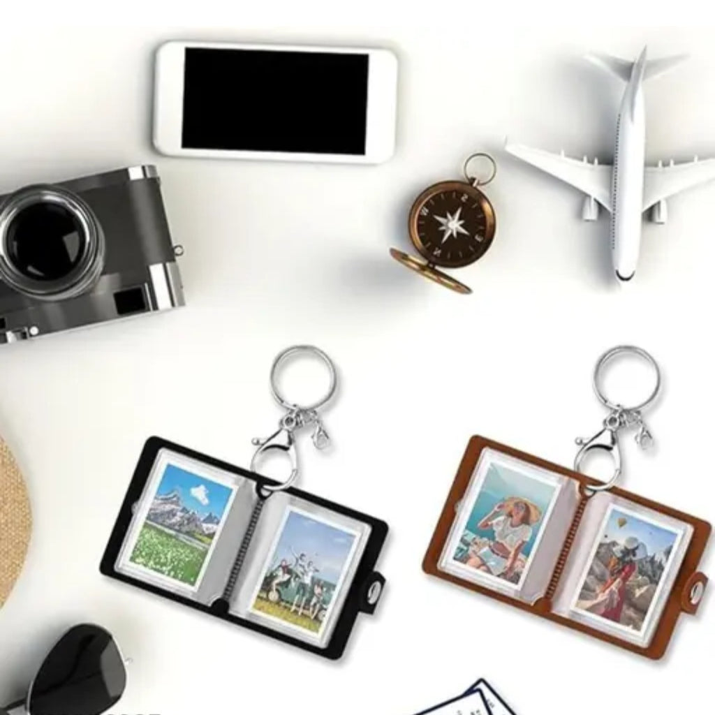 Customized Mini Leather keychain Album With Your 16 Photos(pack of 1)