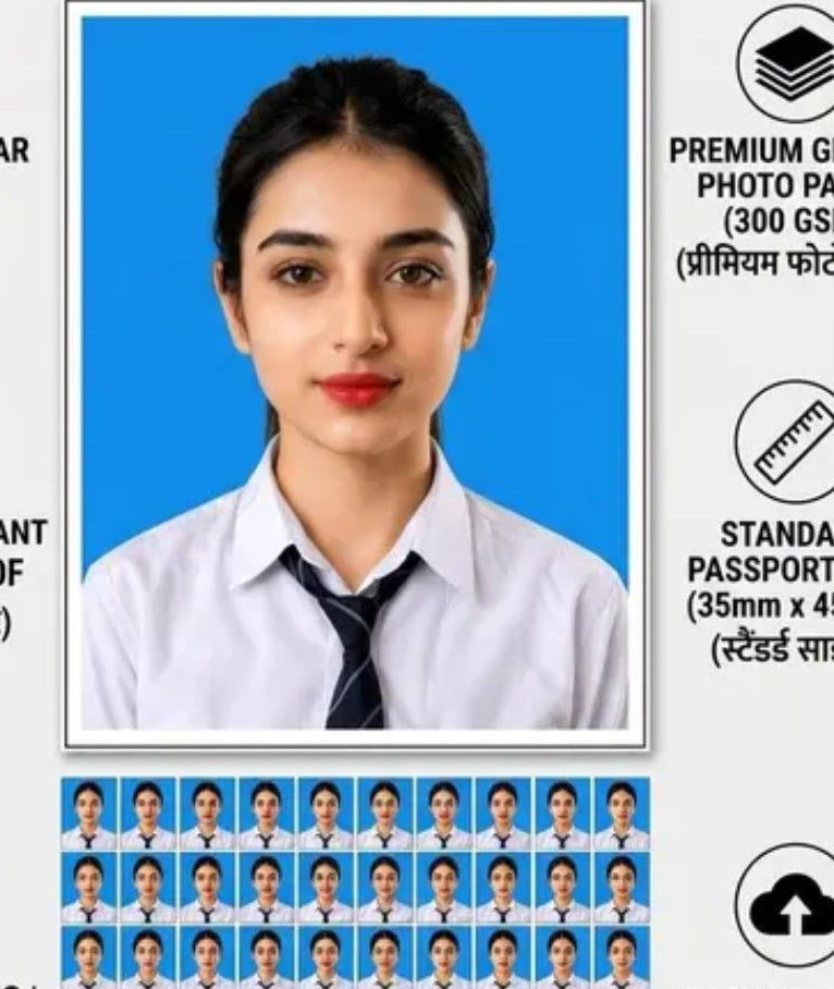Passport Photo Prints Pack of 90 | HD Glossy Waterproof Prints for Passport
