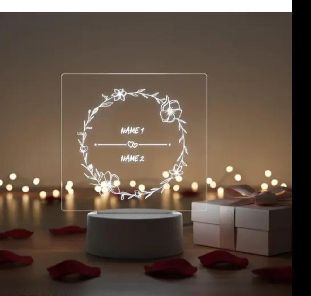 Personalized LED Acrylic Lamp with Custom Name - 3D Night Light for Wedding & Anniversary - Unique Romantic Gift for Wife, Husband, Couples - USB Powered Warm White LED Decor