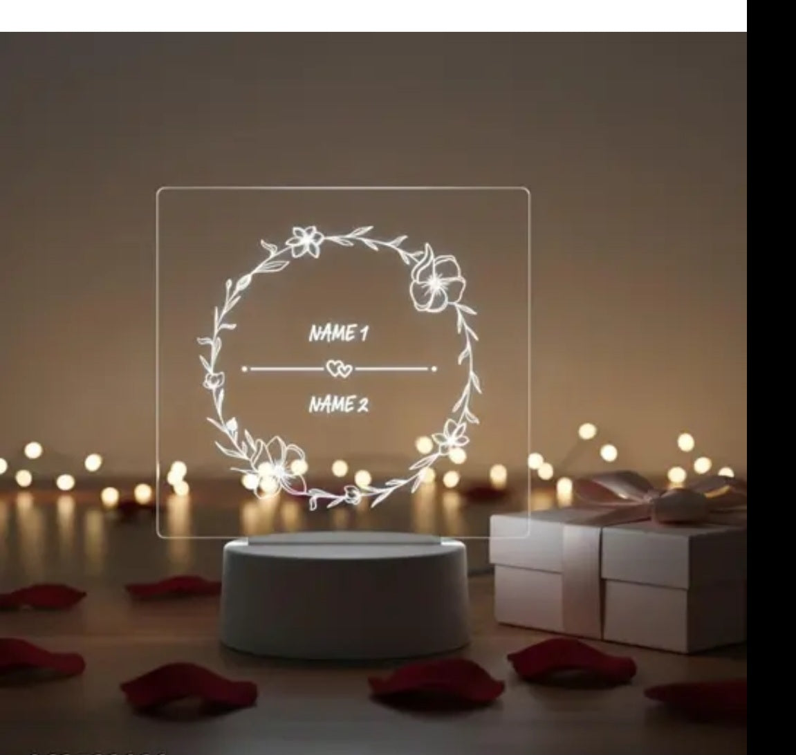 Personalized LED Acrylic Lamp with Custom Name - 3D Night Light for Wedding & Anniversary - Unique Romantic Gift for Wife, Husband, Couples - USB Powered Warm White LED Decor