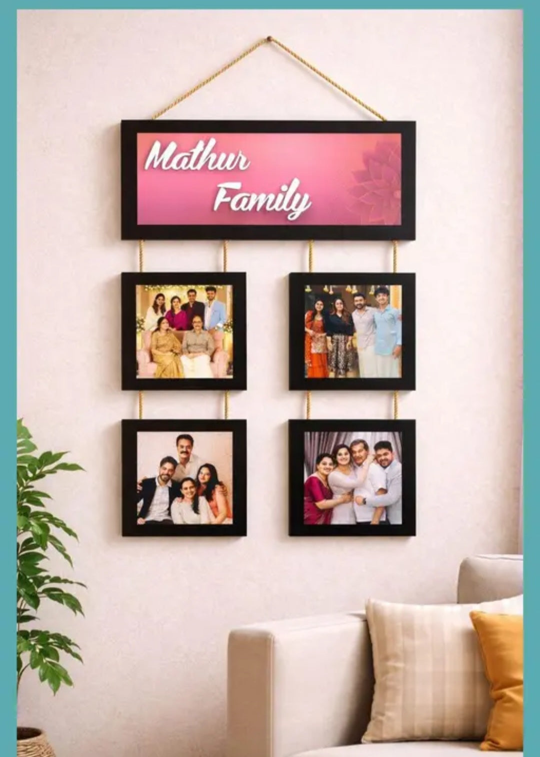 Personalized Family Photo Frame Wall Hanging