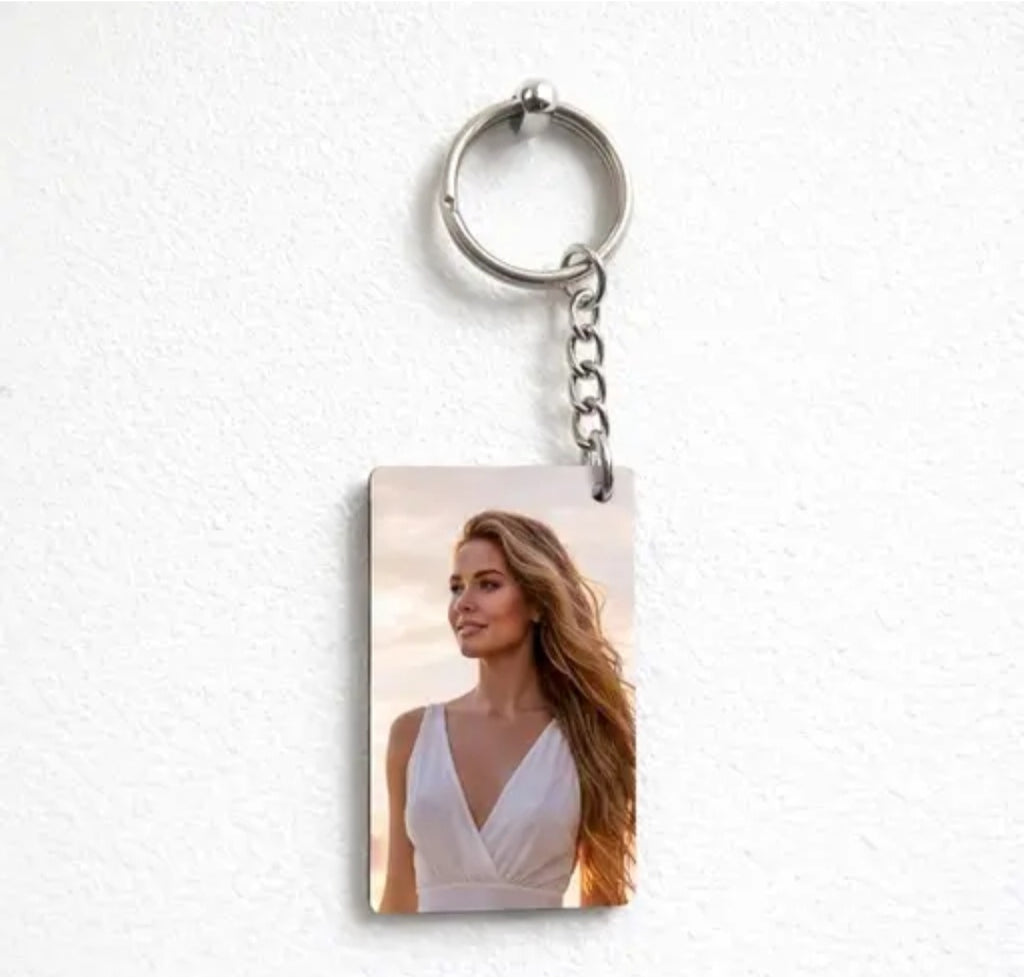 Customized Rectangle Photo Key Chain Pack of 4