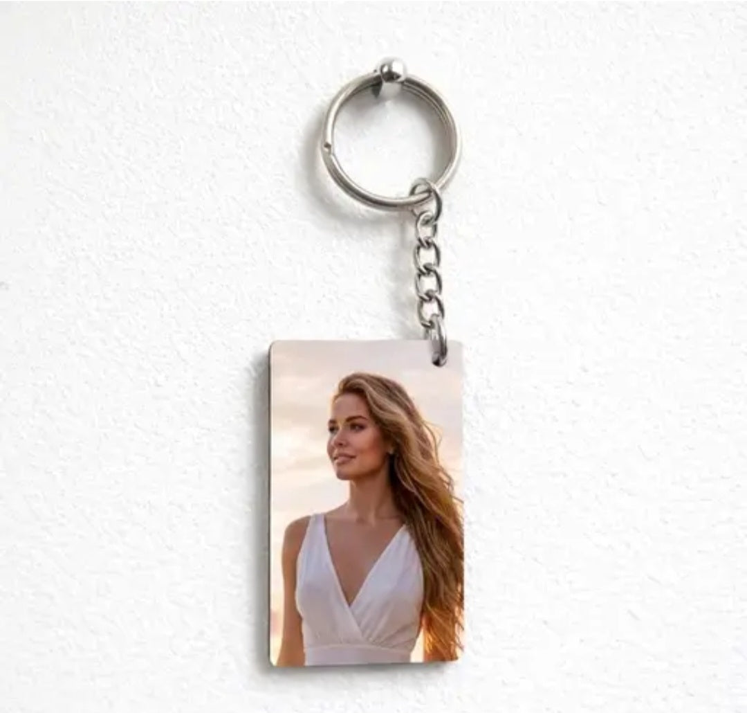 Customized Rectangle Photo Key Chain Pack of 4