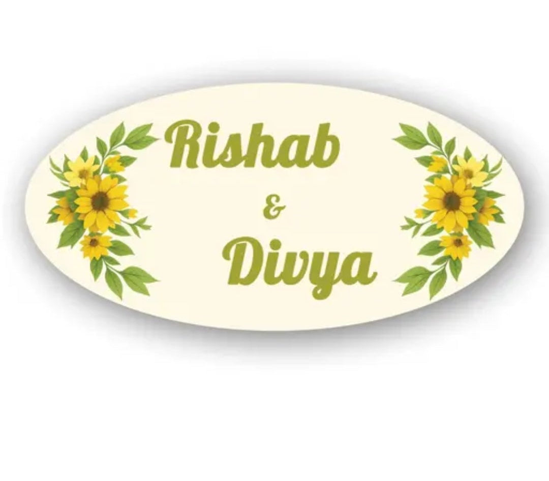 Vectopic Decor Customized Wooden Couple Name Plate – 12x6 Inch Oval Personalized Door Sign Board