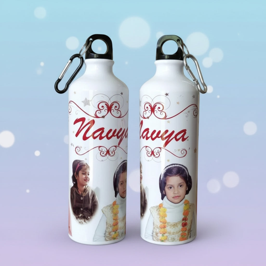 Customized Photo Printed Sipper Water Bottle – White (750 ml)