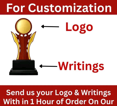 19 CM Wooden Finish Trophy Set of 10 | Big Size Customizable Award Trophies | Premium Look with Black Base | School, Sports & Event Prize (Free Customization)