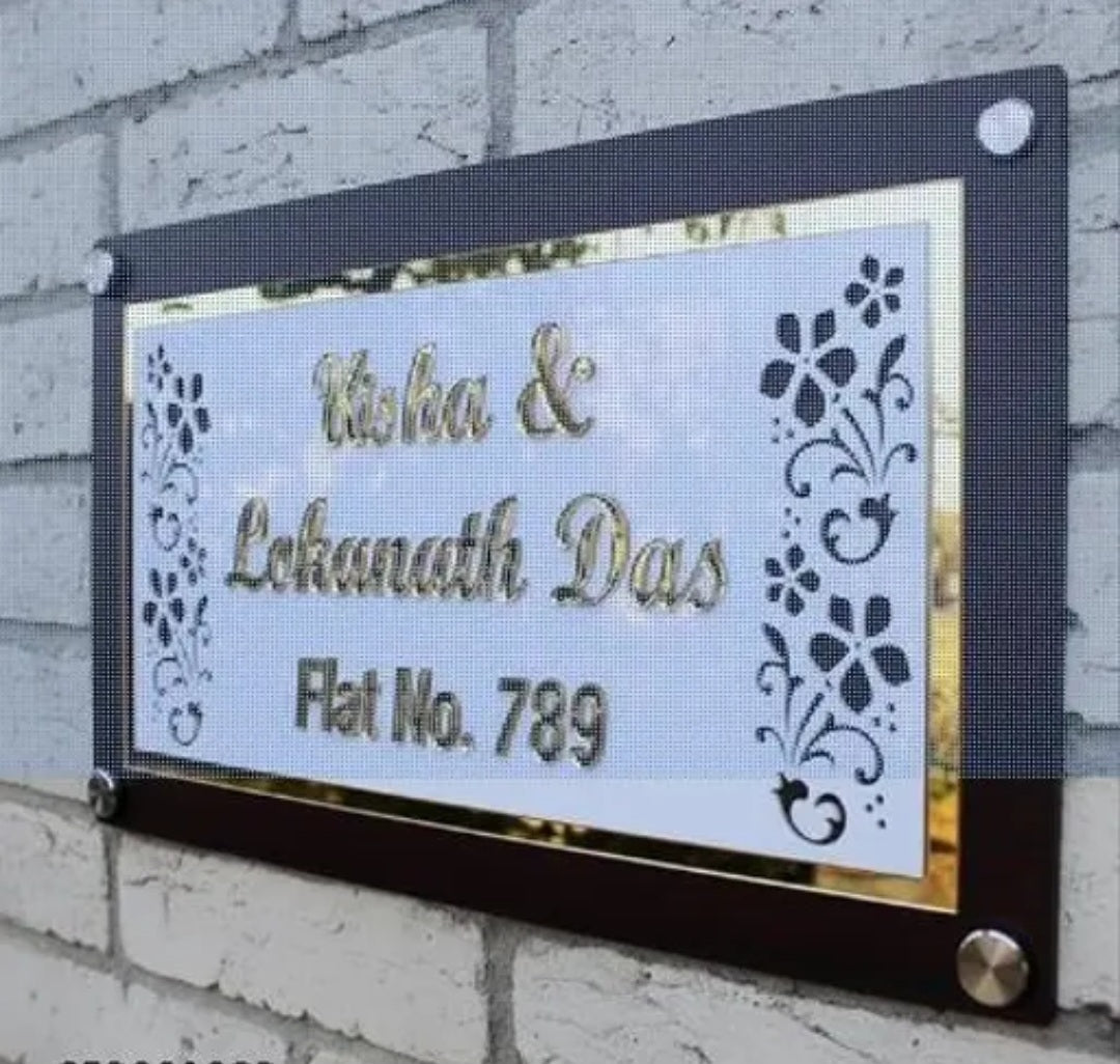 Customized Personalized Acrylic Name Board Plates For Home E Home Name Plate For Door, flat | Home Décor Items (9X16Inch)