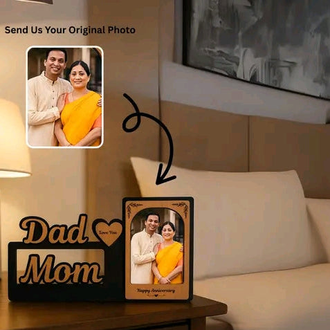 Personalized Anniversary Photo Frame for Mom & Dad Single Picture | Papa & mummy gifts