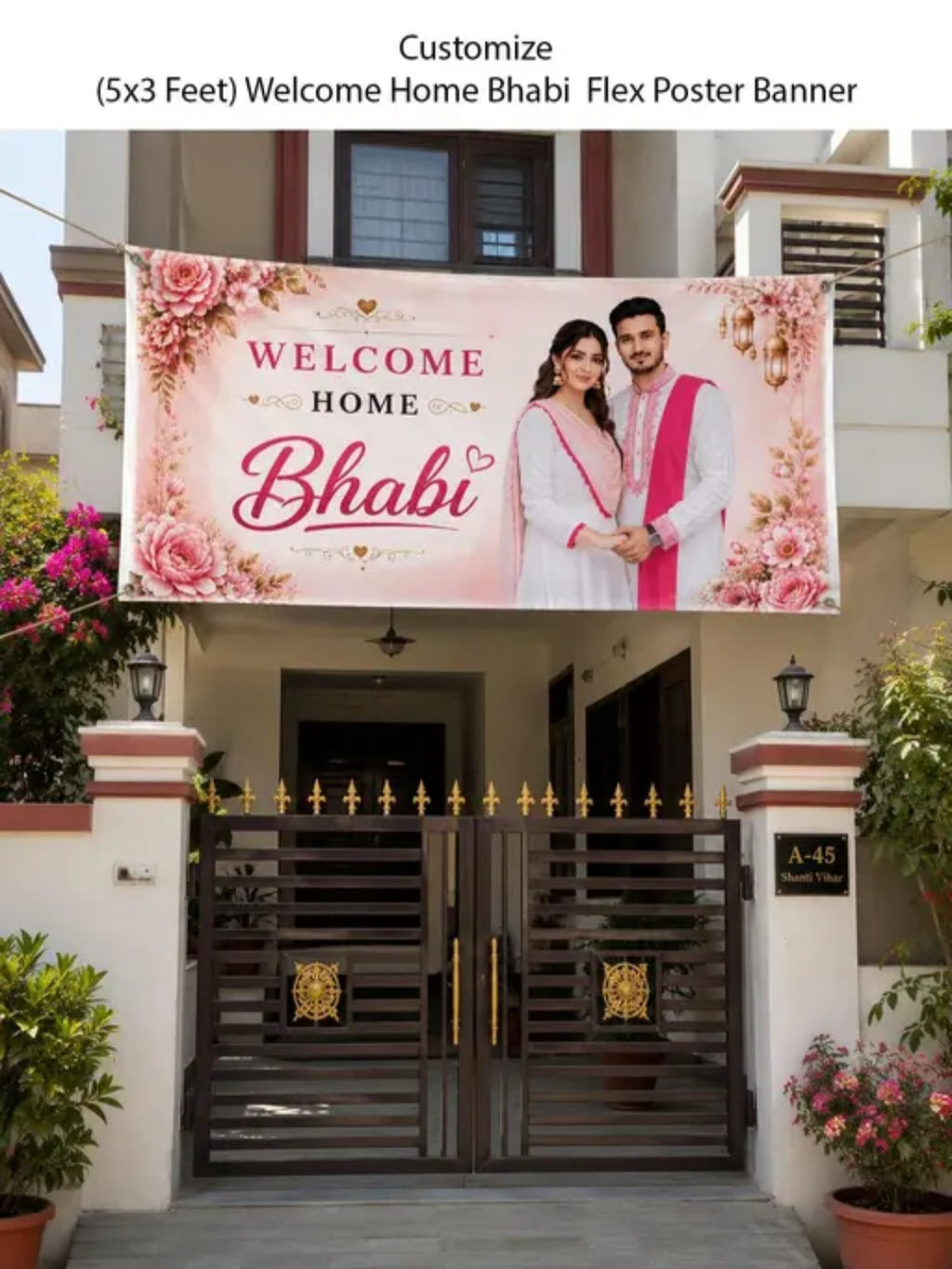Customize (5x3 Feet) Welcome Home Bhabi Flex Poster Banner