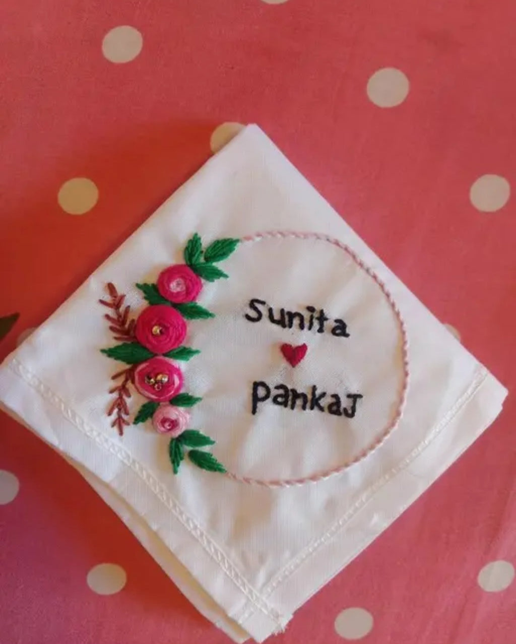 2 Name on Handkerchief Perfect gift White cotton Pack of 1