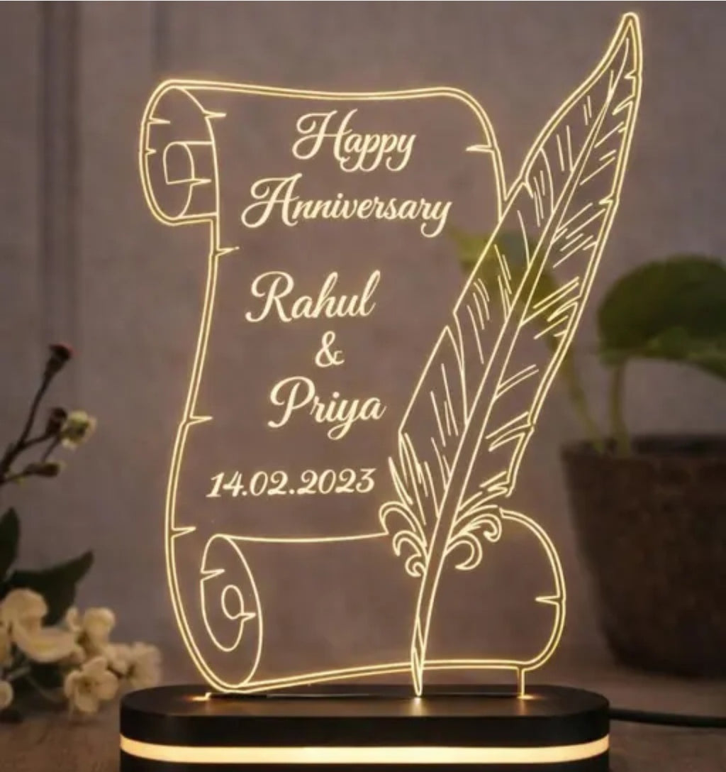 Personalized Anniversary LED Acrylic Lamp | Custom Name & Date Romantic Gift Light