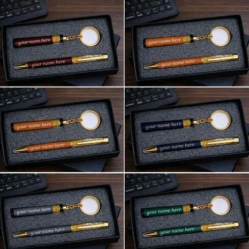 Premium gift set pen & keychain personalized customized for office or corporate gifts
