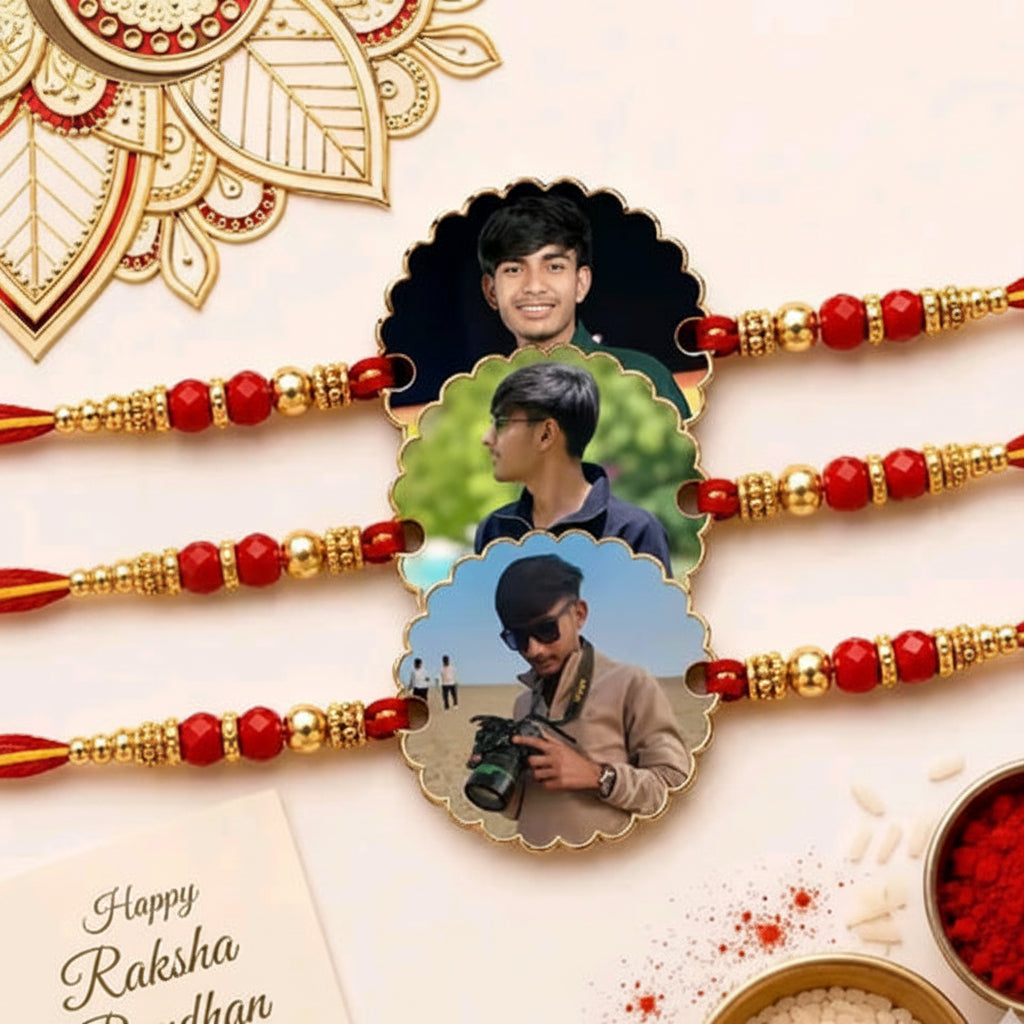 Personalized Photo Rakhi | Custom Photo Rakhi for Brother | Raksha Bandhan Special Rakhi 3 set