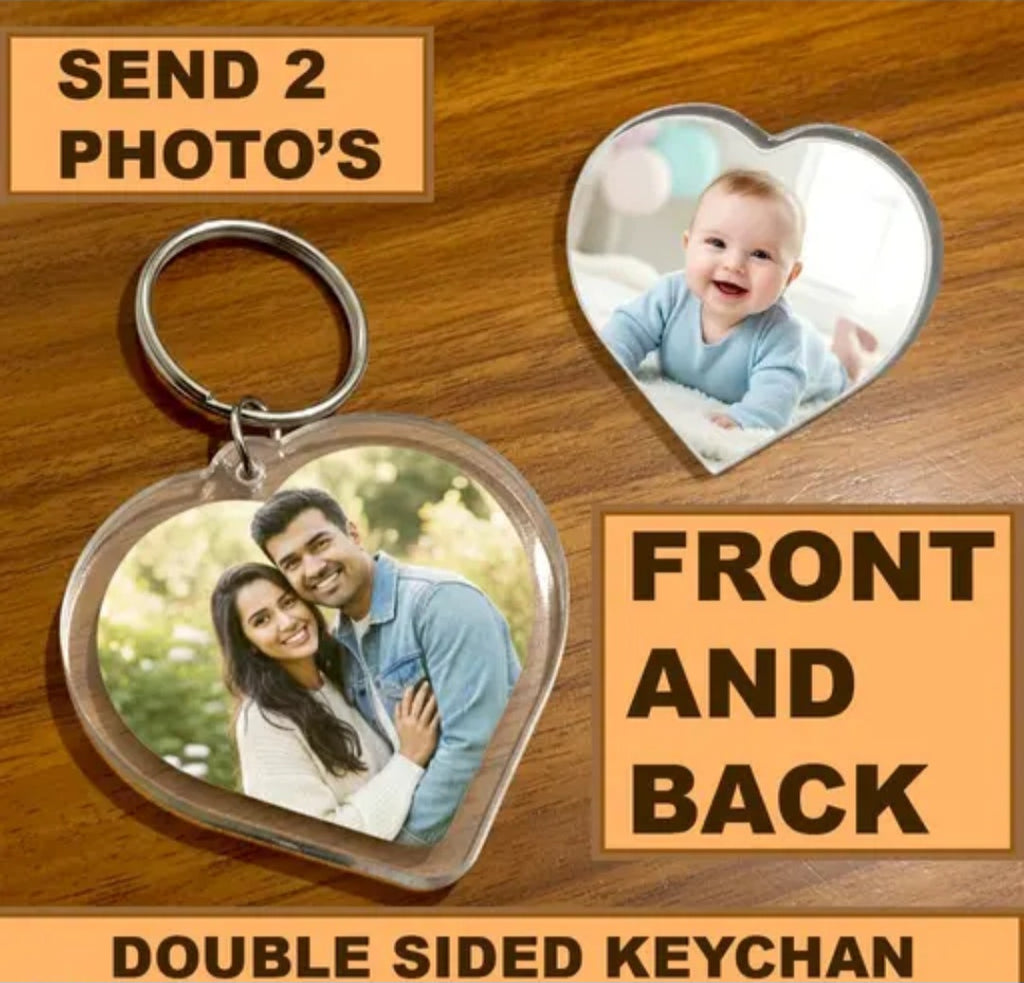 Custom Double-Sided Heart Acrylic Keychain - Personalized with Your Favorite Photos