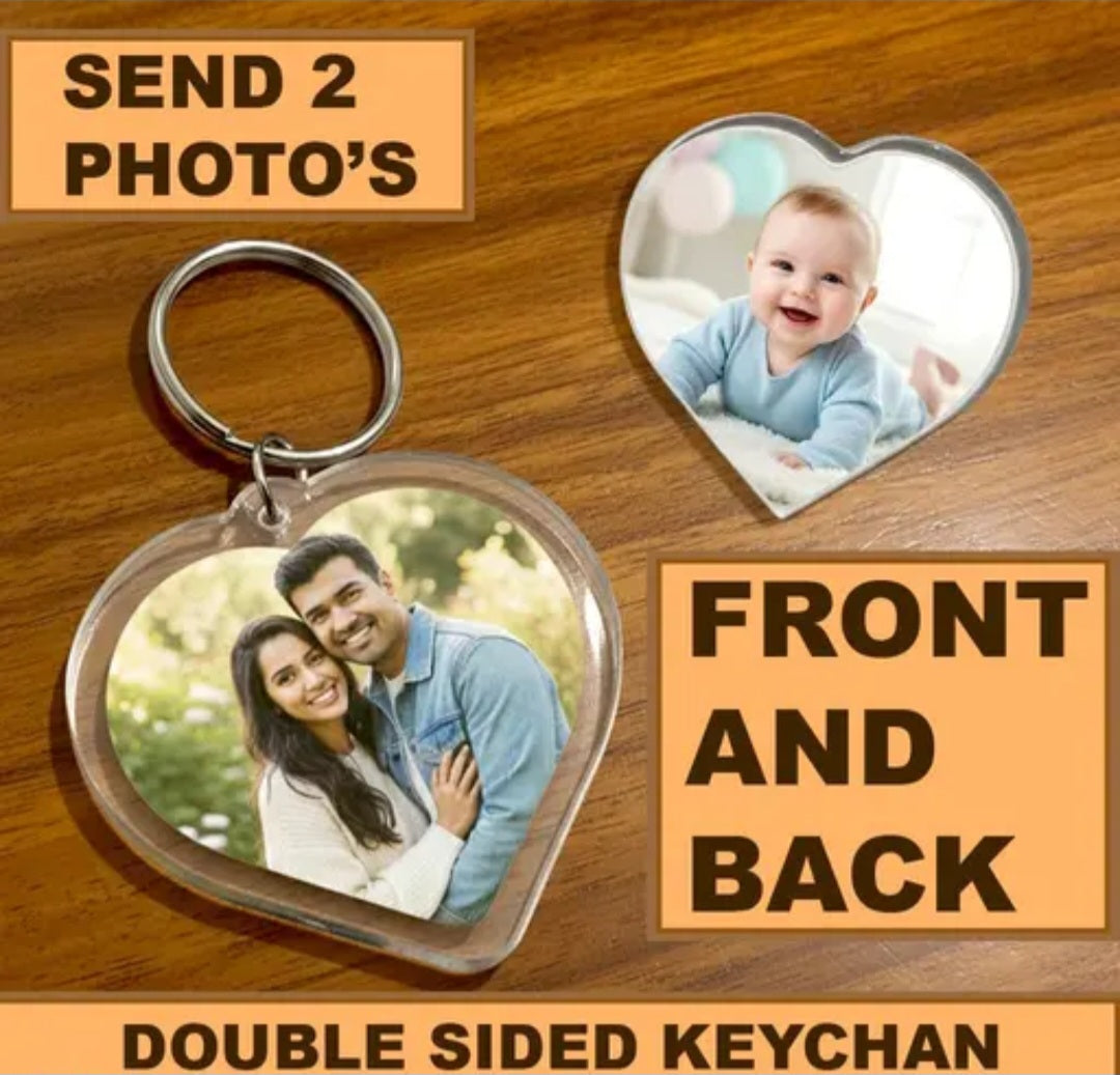 Custom Double-Sided Heart Acrylic Keychain - Personalized with Your Favorite Photos