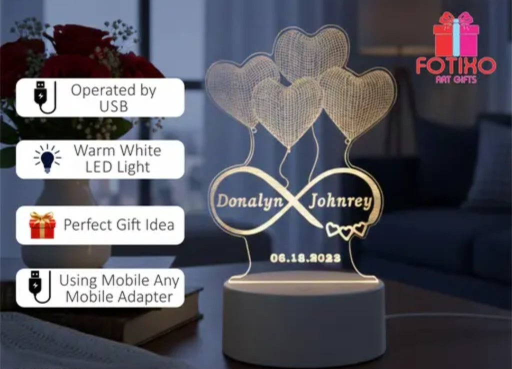 Personalized Engraving Name LED Lamp Gifts for Men Woman