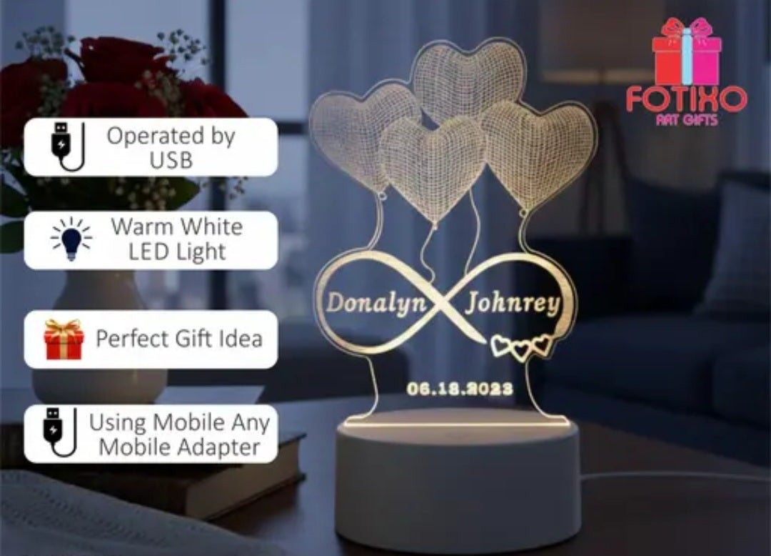 Personalized Engraving Name LED Lamp Gifts for Men Woman