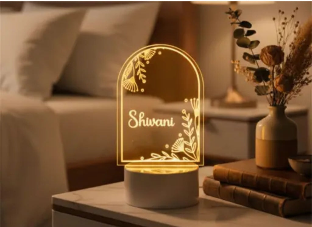 Personalized Name LED Flower Lamp Gifts for Men Woman Customized Birthday Gift for Girlfriend Boyfriend Girl Boy Friend Valentine Gifts for Corporate Office Staffs