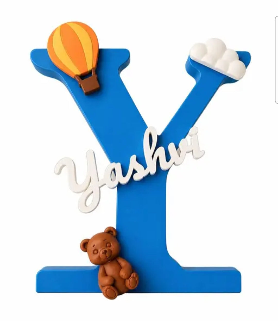 Customized Kids Name Alphabet Wall Decor with Teddy & Balloon Theme