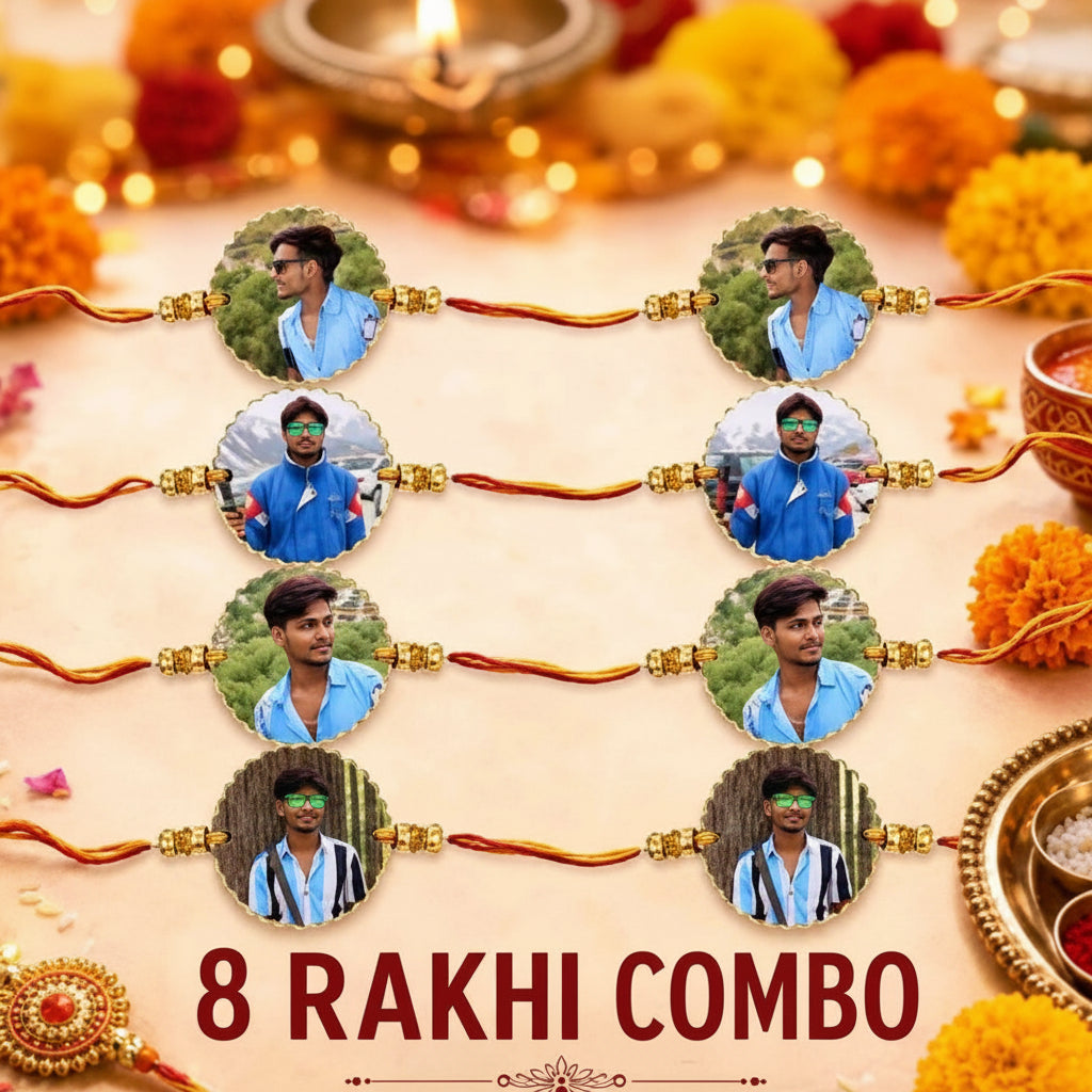 8 set Customized With Photo Rakhi