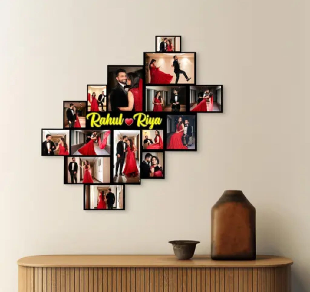 Personalized Couple Name Photo Collage Frame for Wall Decoration