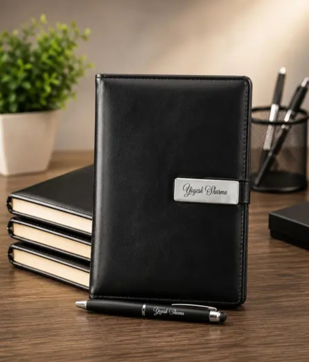 Personalized Name Engraved Metal Pen & dairies Combo Gift Set