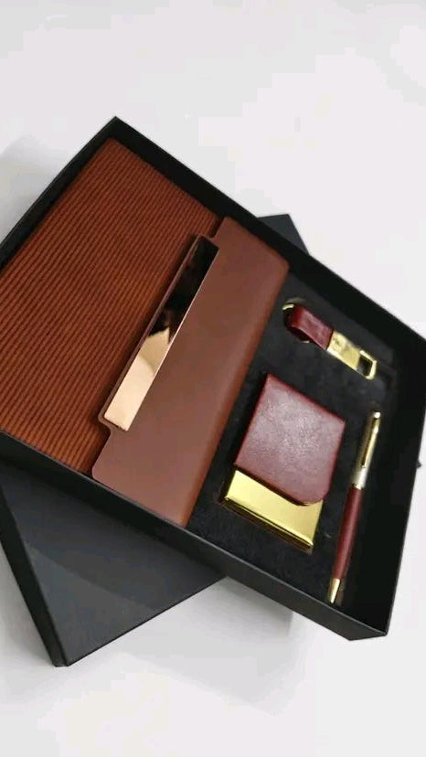 Personalized Leather Gift Set with Card Holder (Diary, Pen & Keychain) corporate gifts