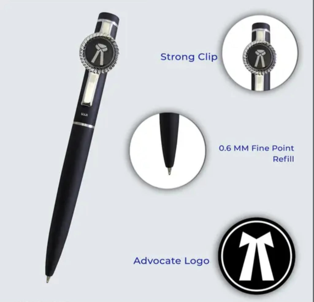 Advocate Name Engraved Metal Keychain & Pen Gift Set