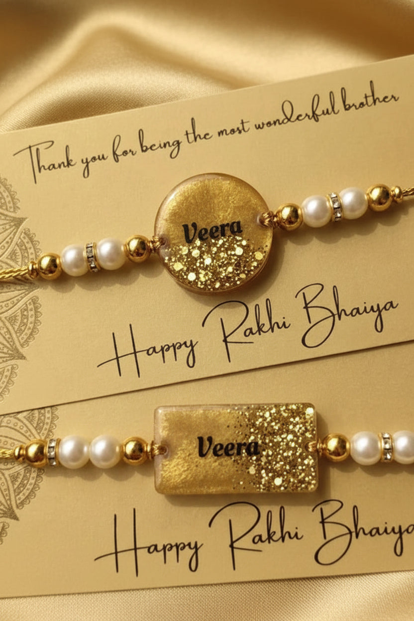 Customized Name Rakhi PACK OF 2 RAKHI Resin