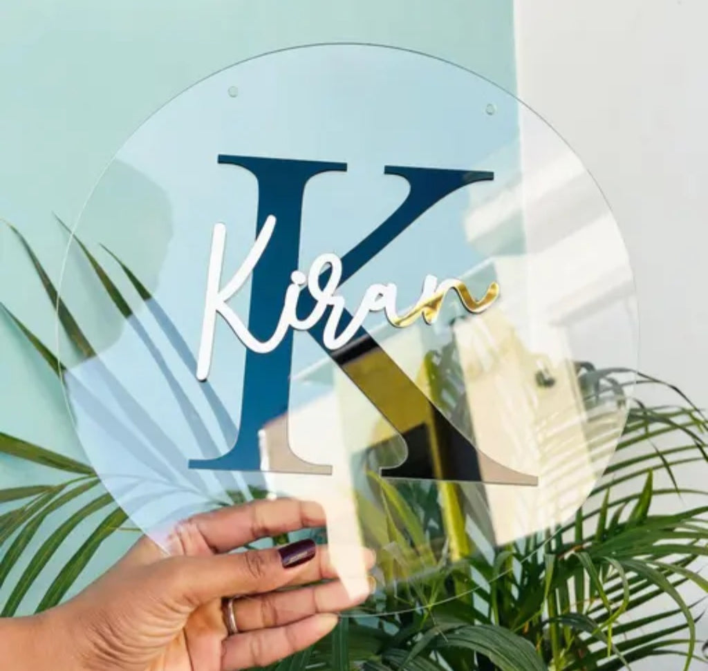 Gauranshi Creative Customized Acrylic Name Plate with Initial Letter