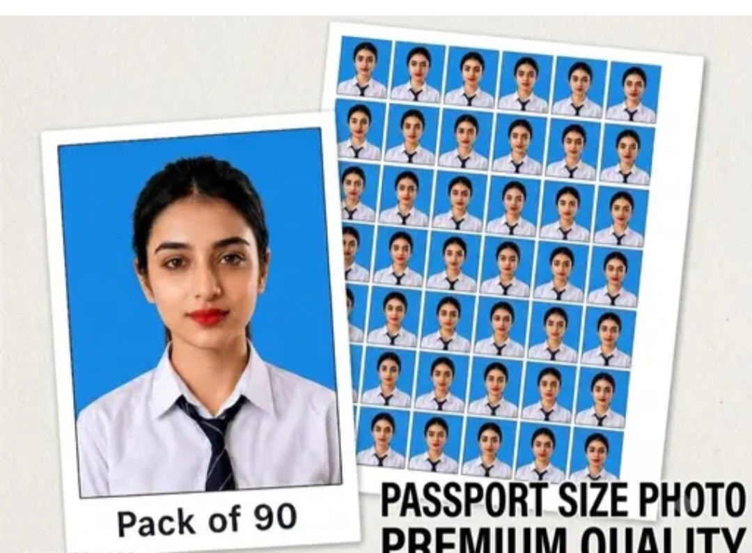 Passport Photo Prints Pack of 90 | HD Glossy Waterproof Prints for Passport