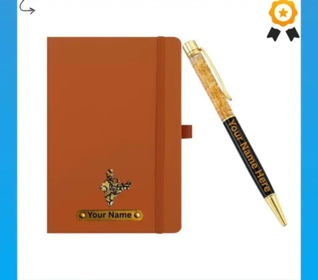 Personalized Leather Diary & Pen Gift Set