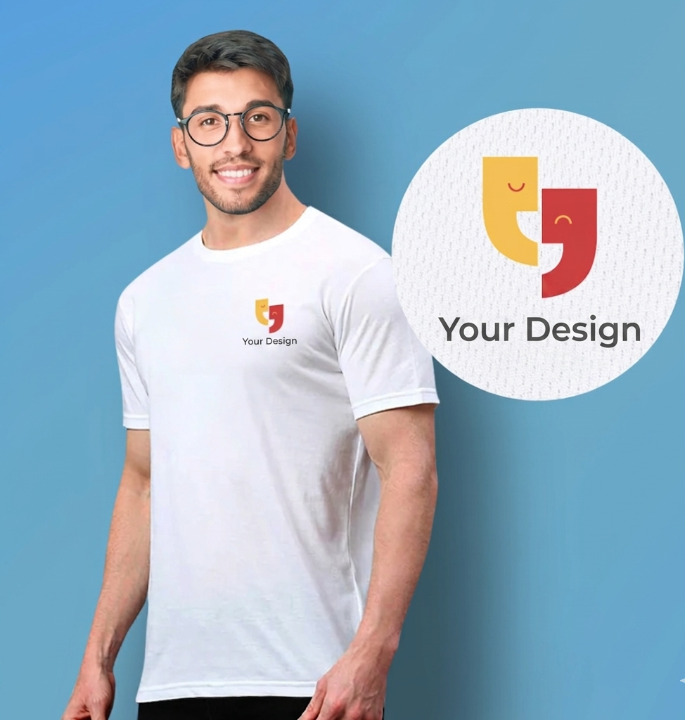 Custom T-shirt your logo design company name ( white )
