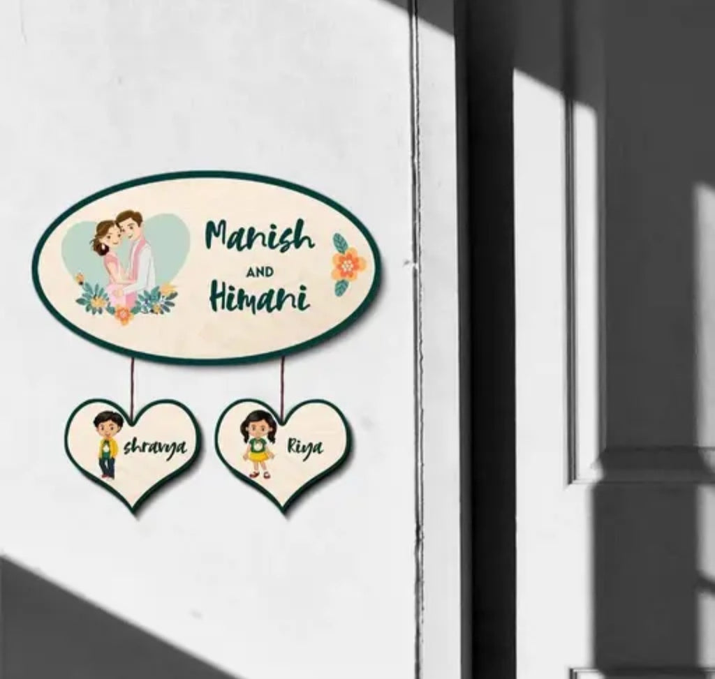 Couple Theme Mdf Wood Name Plate