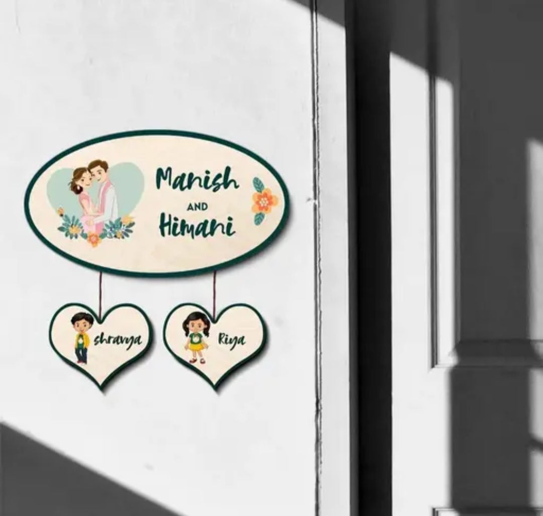 Couple Theme Mdf Wood Name Plate