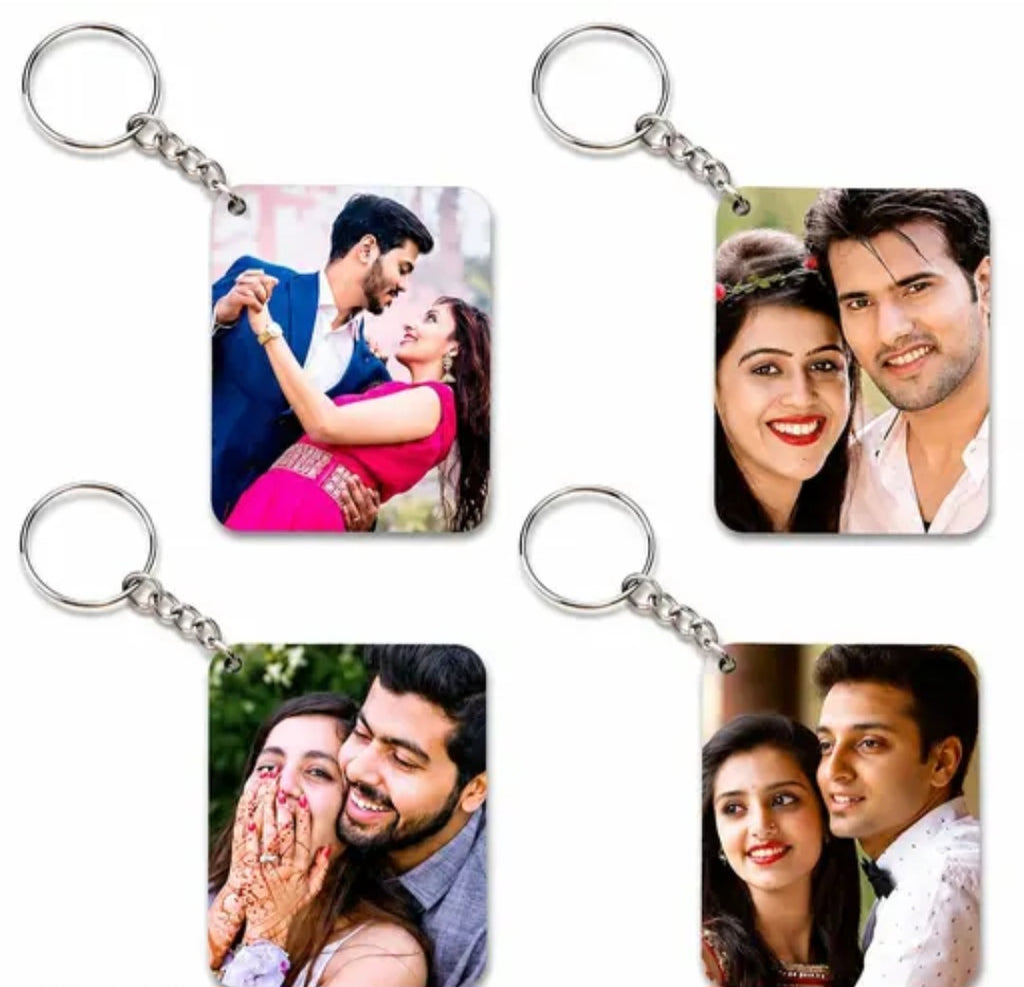 Customized Rectangle Photo Key Chain Pack of 4