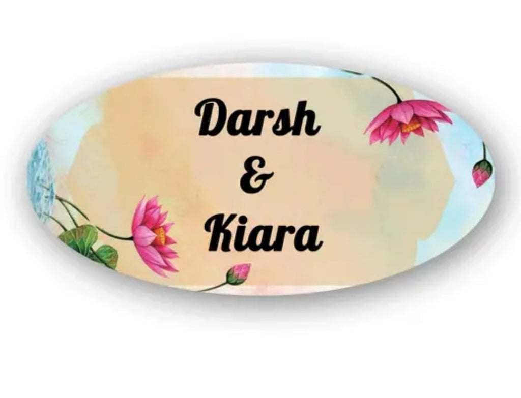 Wooden Couple Name Plate – 12x6 Inch Oval