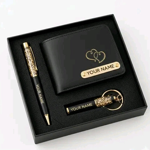Gift box wallet pen key ring  customize with name