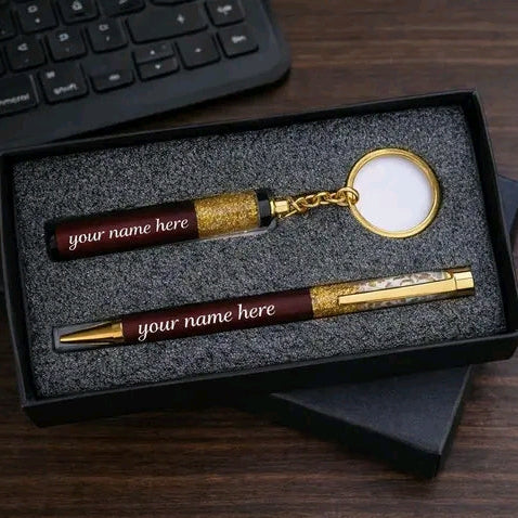 Premium gift set pen & keychain personalized customized for office or corporate gifts