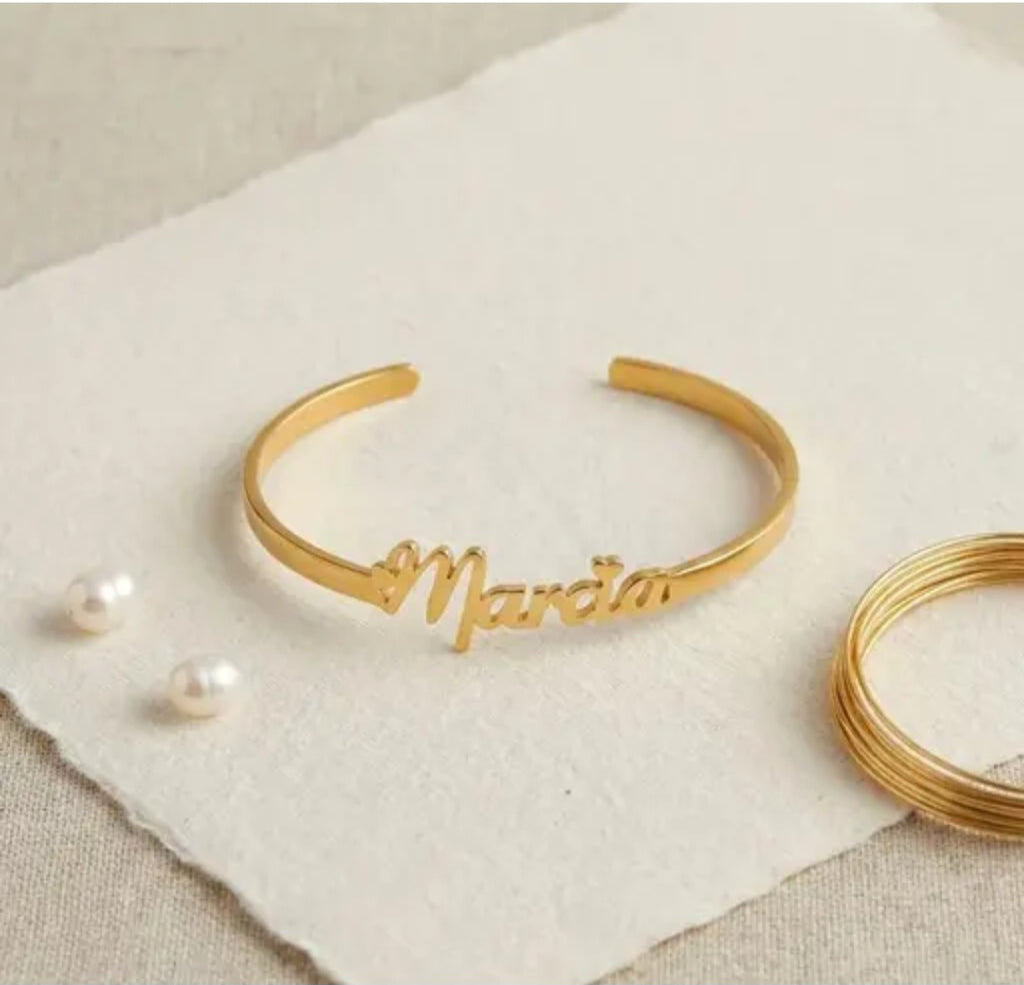 Customized Name Bracelet for Women Girls | Silver Plated Open Kada | Personalized Engraved Bracelet