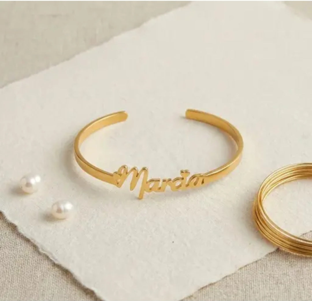 Customized Name Bracelet for Women Girls | Silver Plated Open Kada | Personalized Engraved Bracelet