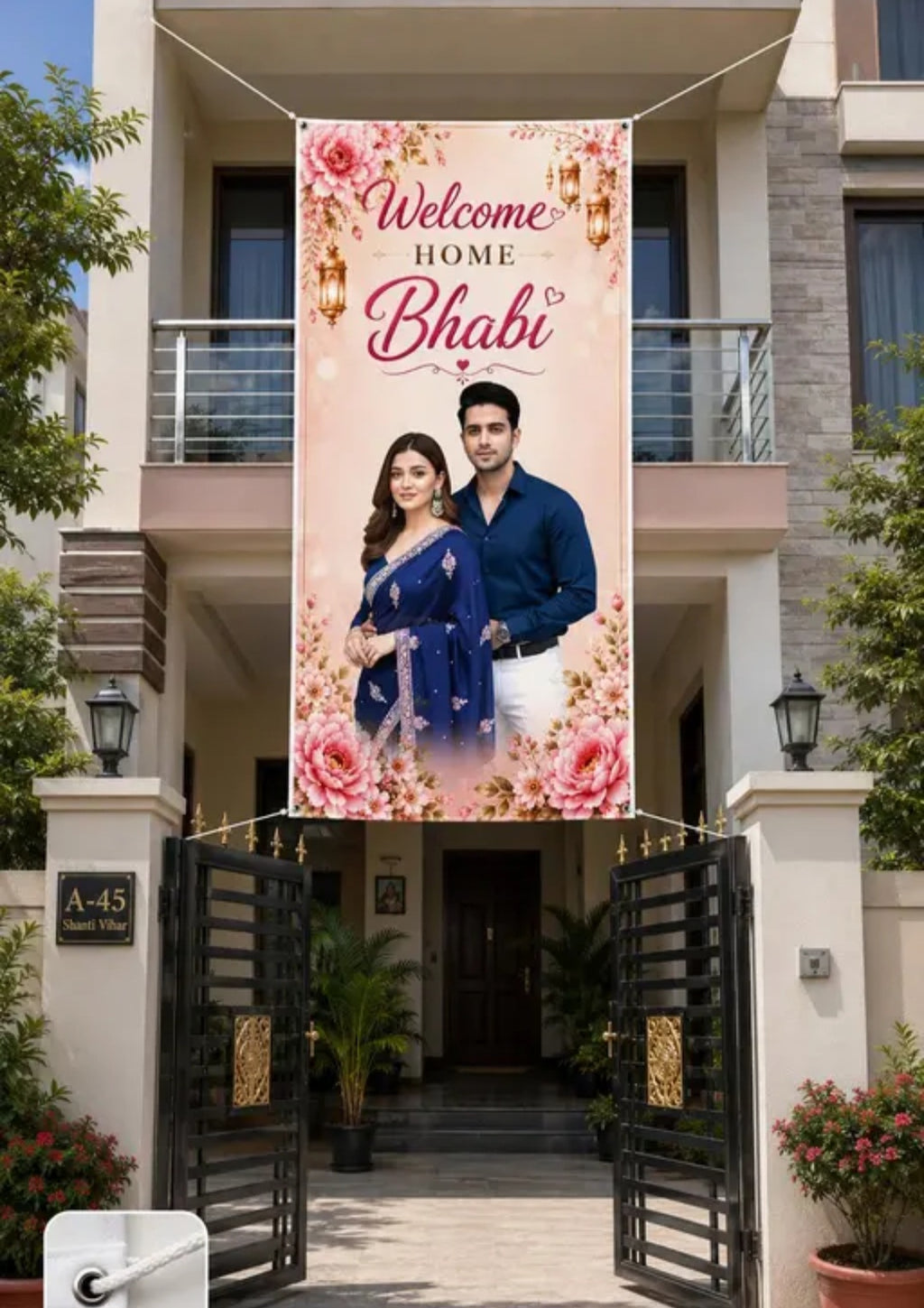 Customize (5x3 Feet) Welcome Home Bhabi Flex Poster Banner