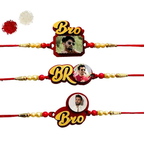 Customized Bro Photo Rakhi for Brother (Pack of 3)