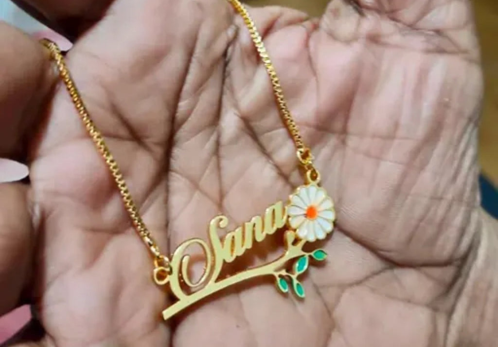 Name Pendant With Flower