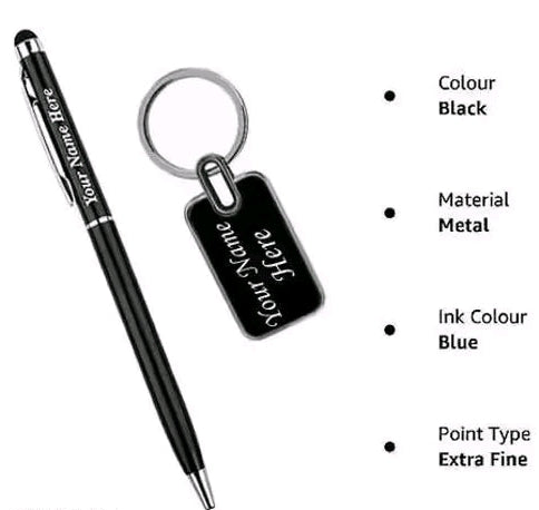 Pen and key chain  name engraving