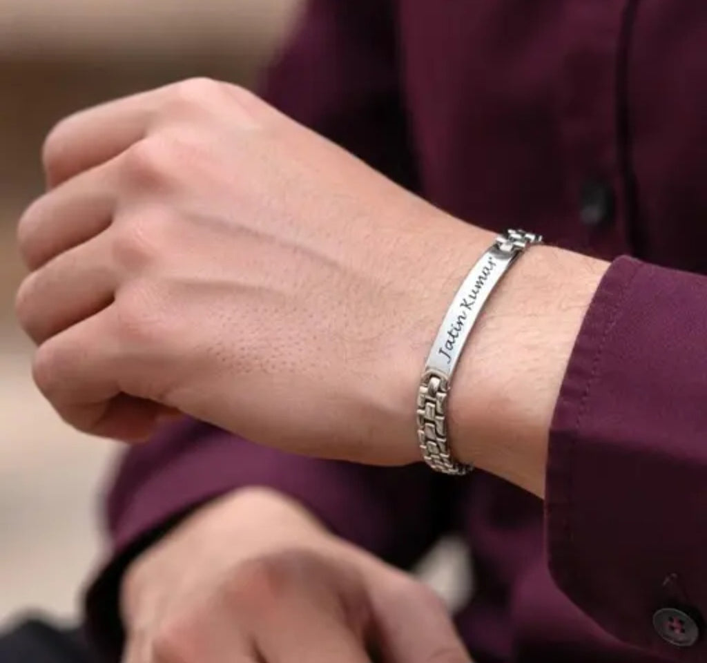 Customized Engraved Name Bracelet for Men & Boys
