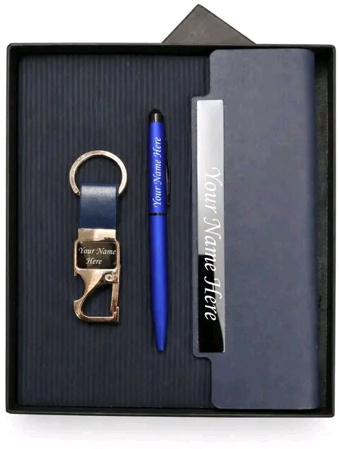 Custom Name Engraved Corporate Gift Set (Diary, Pen & Keychain) corporate gifts