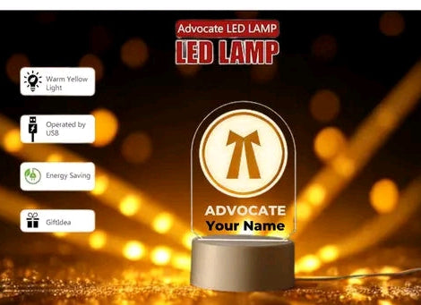Personalized Advocate Name LED Table Night Lamp | Customized Lawyer Name Gift | Warm Light with White Base – Unique Desk Decor for Office & Home