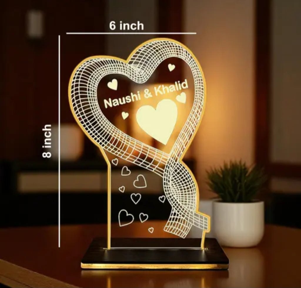 Personalized Heart Shape LED Night Lamp with Name for Couples