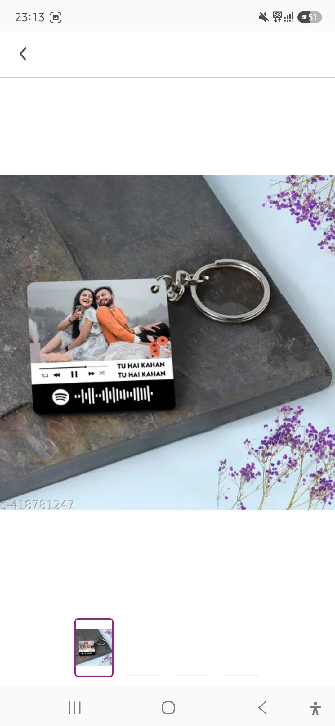 Spotify Keychain Customised Photo Keychain